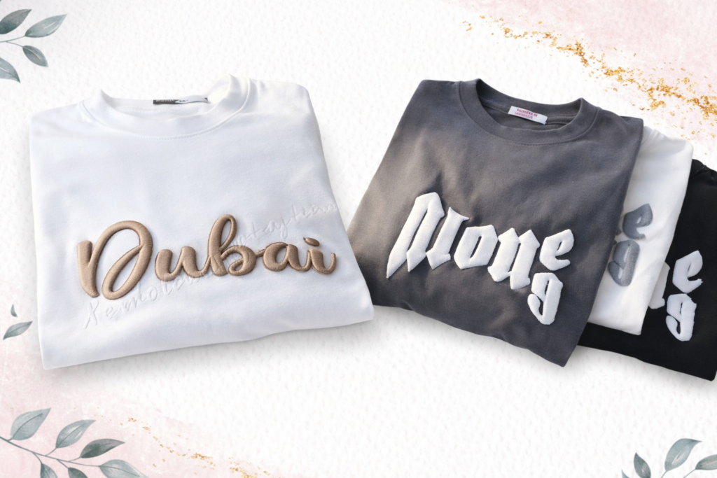 3D Puff T-shirts Embroidery abudhabi