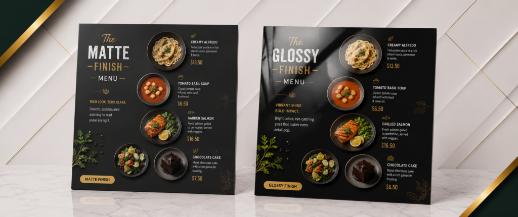 menu printing Matte or Glossy Finish dubai