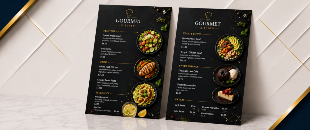 Single-Page Menu printing sharjah