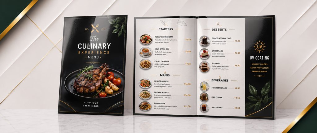 UV Coating menu printing sharjah
