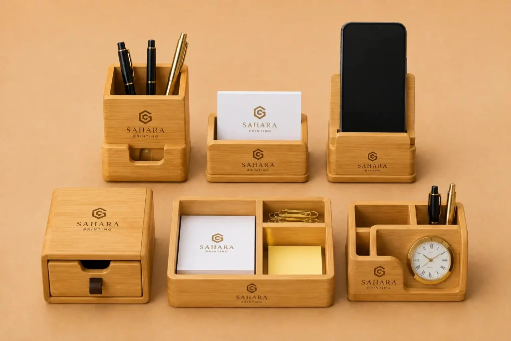 Bamboo Desk Organizers printing