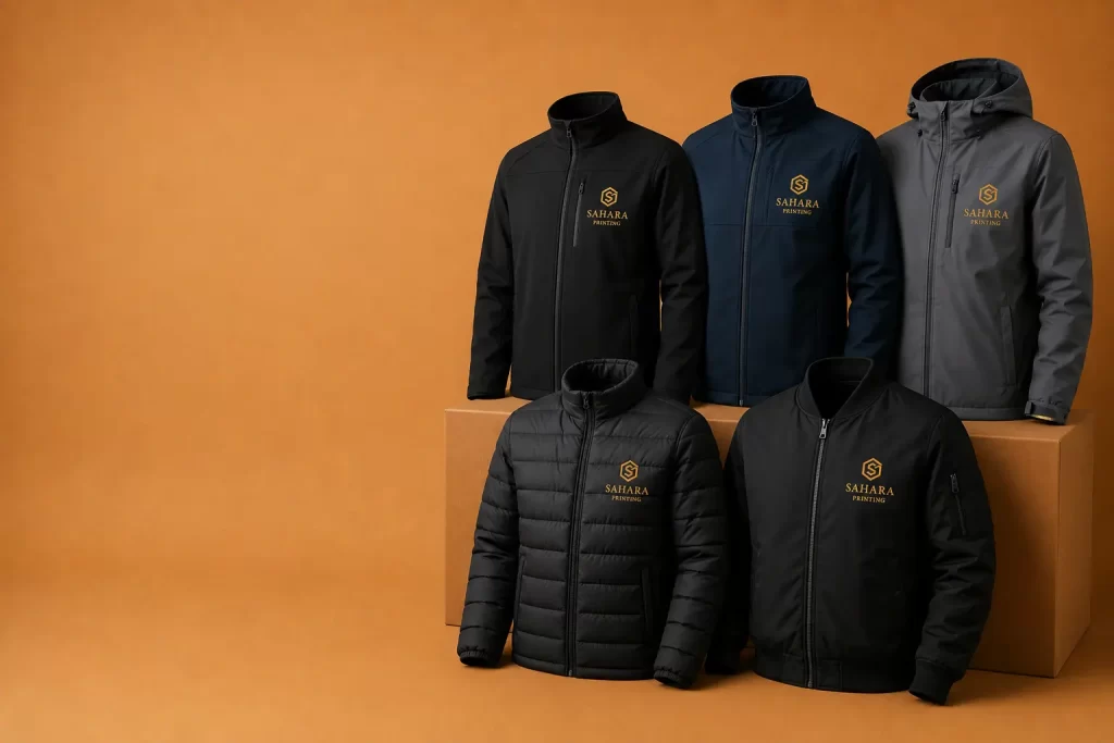 Branded Jackets with logo printing in sharjah