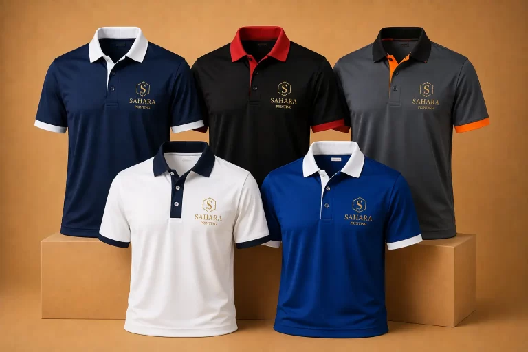 Contrast-Collar Polo T-Shirts Printing