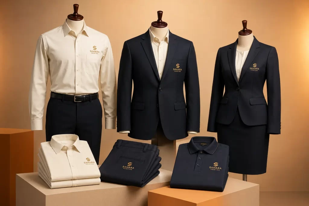 Corporate Uniforms with logo branding in abu dhabi